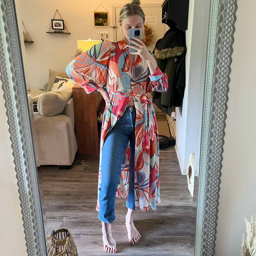 Multi Colored Button Up Long Dress - image 3